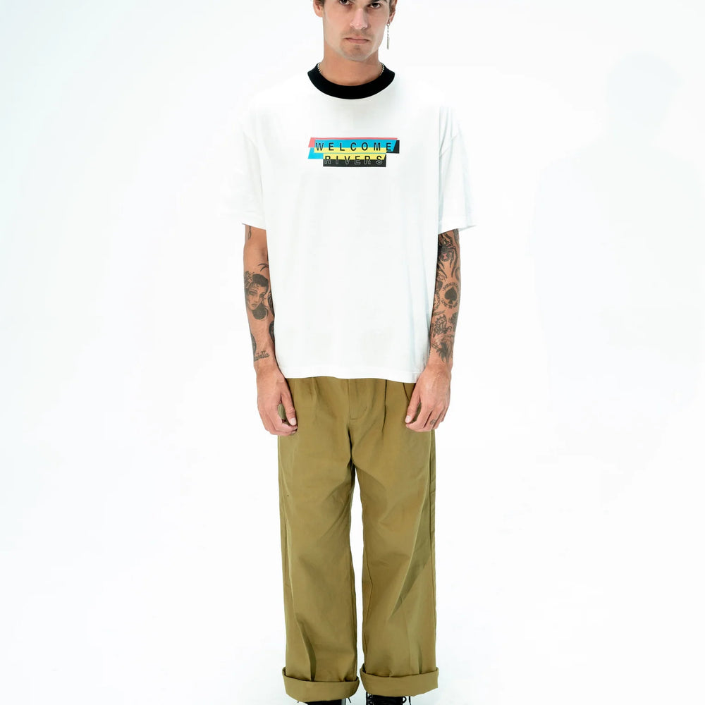 Welcome Rivers - Contrast Collar Tee 'Engine'